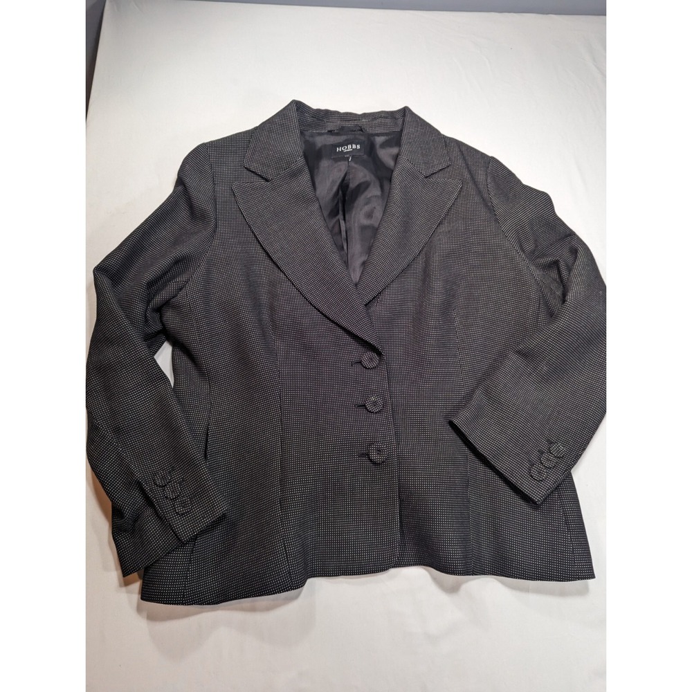 Hobbs London Size 24/21 Large Black White Polka Dot Button Blazer Jacket